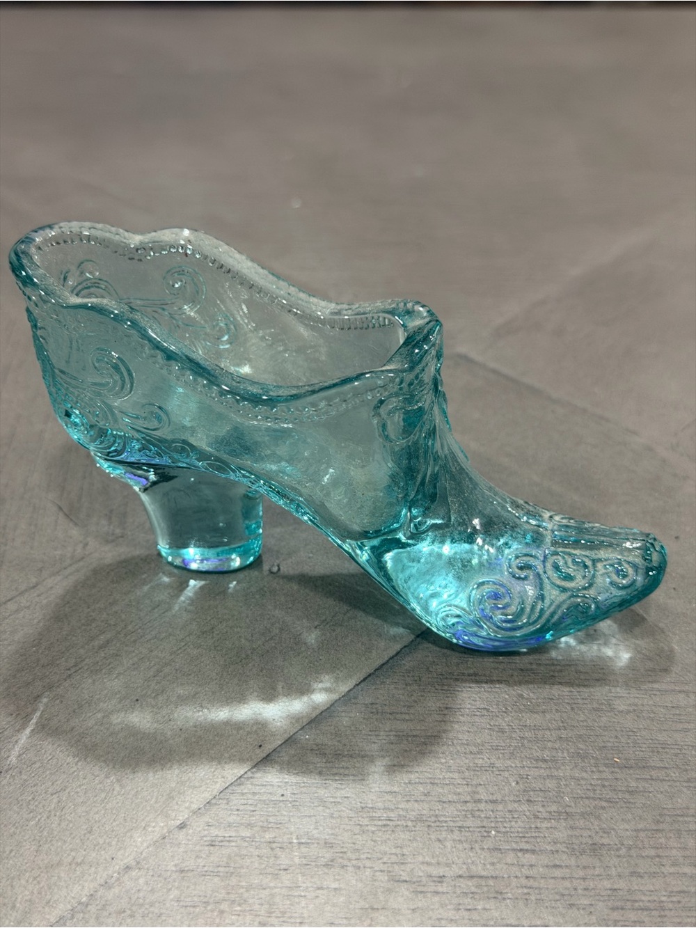 Aqua Decorative Glass Shoe Accent - Elegant  Display